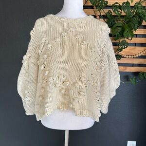 Elegant Cream Women's Knit Poncho